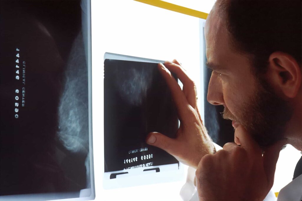 riscos ocupacionais na radiologia médico analisa raio x