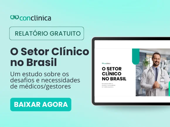 Banner de e-book do Conclínica sobre o setor clínico no Brasil.