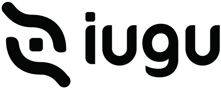 Logo da Iugu, escrito em letras pretas, com um símbolo ao lado.