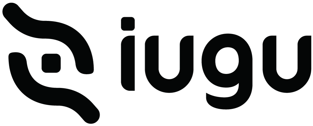 Logo da Iugu, escrito em letras pretas, com um símbolo ao lado.