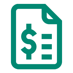Desenho de folha de papel com cifrão no meio, tudo em contronos verdes.