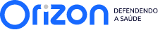 Logo da Orizon, escrito com letras azuis em um fundo branco.
