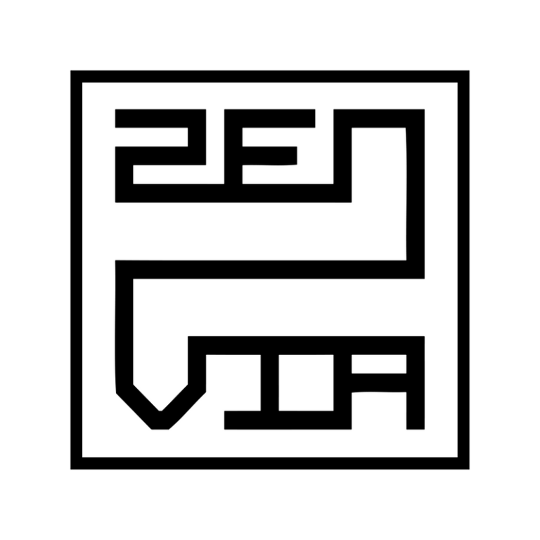 Logo da Zenvia, em um quadrado branco com linhas pretas em seu interior.