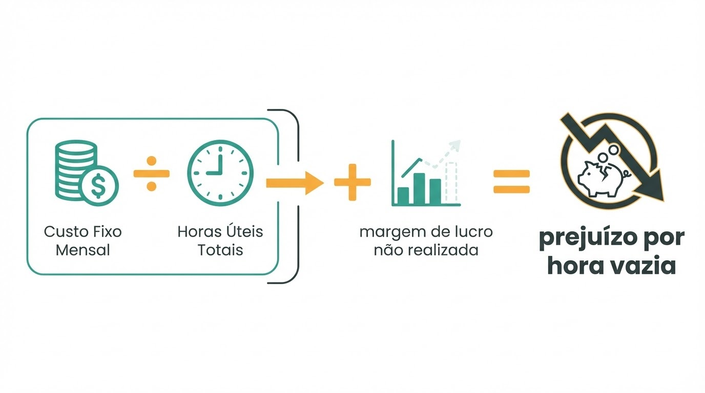 Esta última imagem é um infográfico explicativo focado em gestão financeira e eficiência operacional, detalhando o conceito de custo de oportunidade no ambiente de negócios.