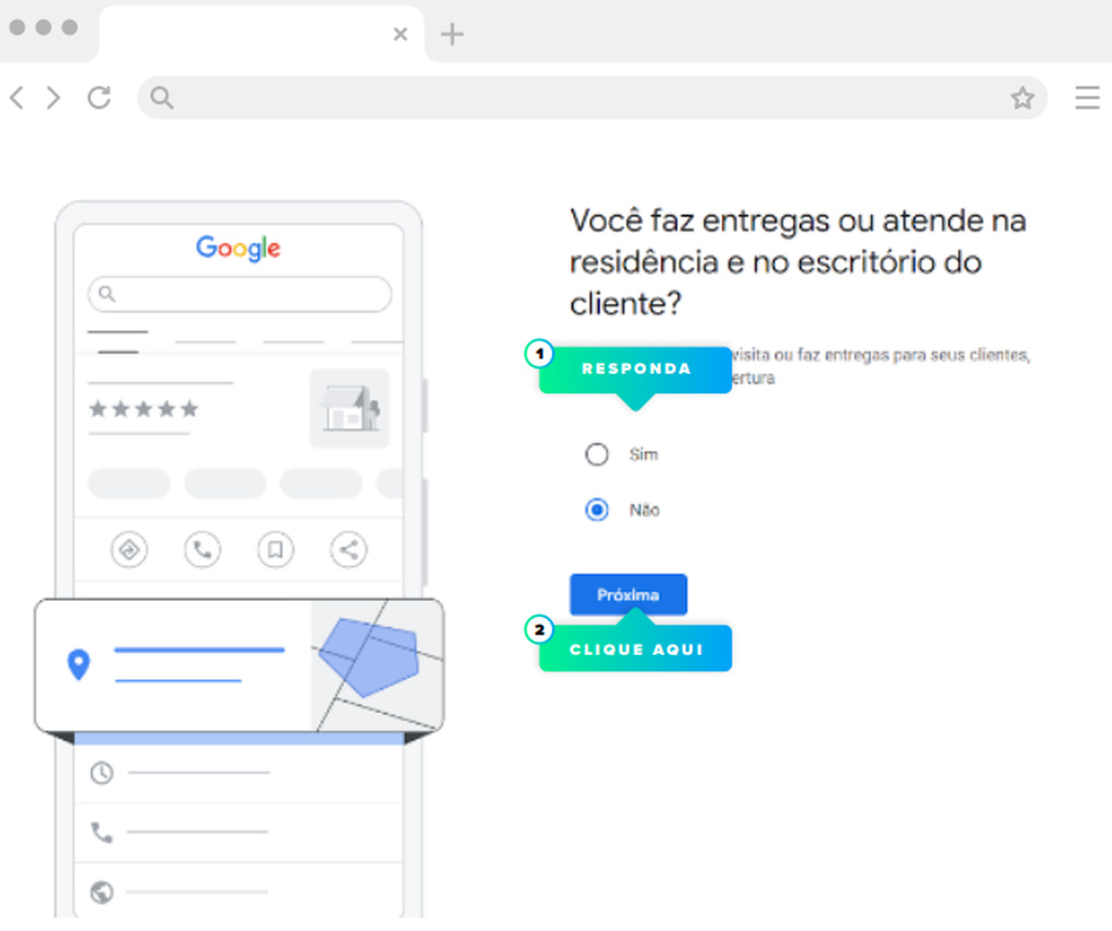 Página do Google Meu Negócio sobre realização de entregas.
