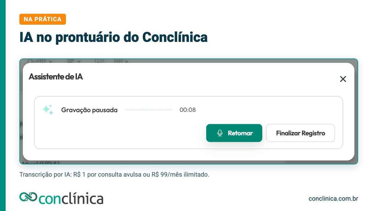 Conclínica vs GestãoDS: assistente de IA do Conclínica no prontuário